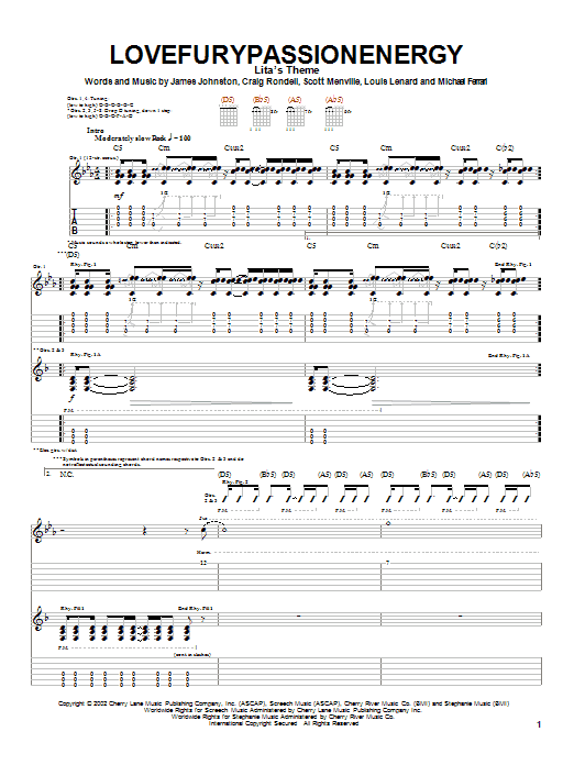 Download Boy Hits Car Lovefurypassionenergy Sheet Music and learn how to play Guitar Tab PDF digital score in minutes