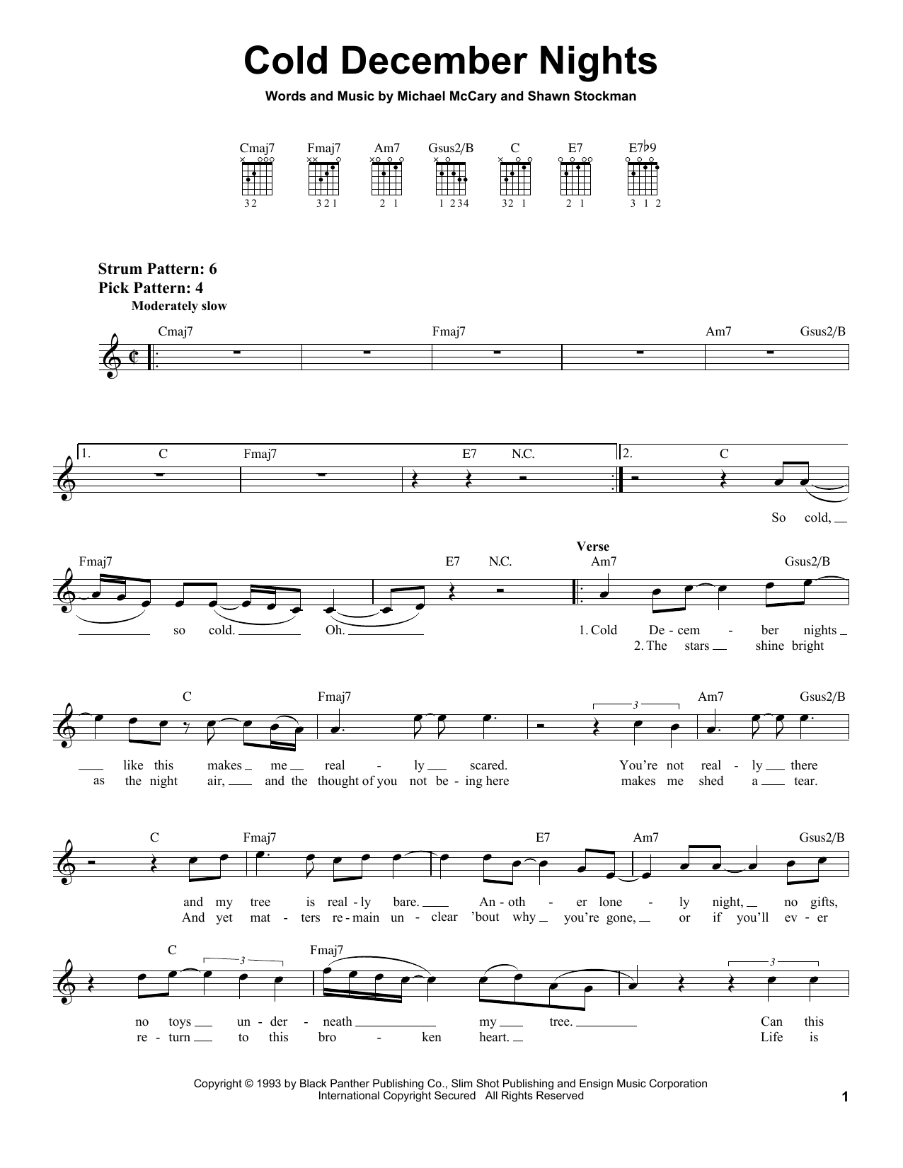 Download Boyz II Men Cold December Nights Sheet Music and learn how to play Melody Line, Lyrics & Chords PDF digital score in minutes