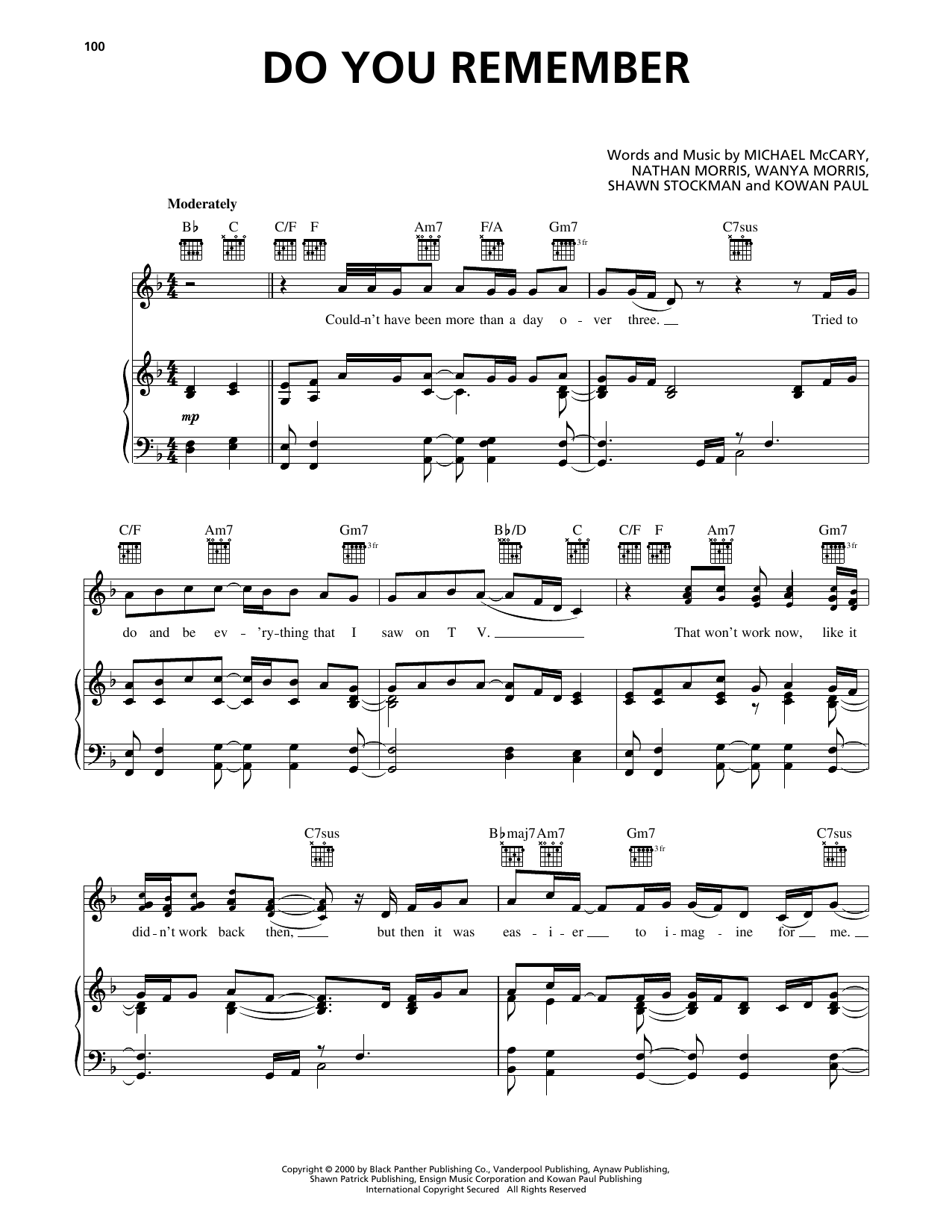 Download Boyz II Men Do You Remember Sheet Music and learn how to play Piano, Vocal & Guitar Chords (Right-Hand Melody) PDF digital score in minutes