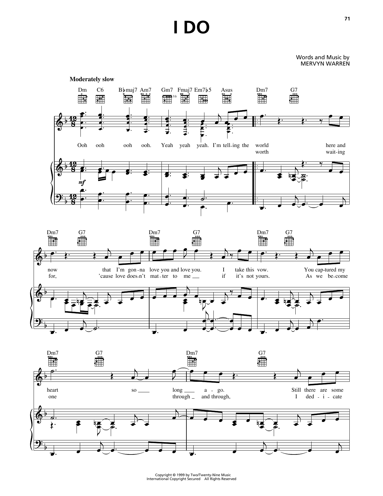 Download Boyz II Men I Do Sheet Music and learn how to play Piano, Vocal & Guitar Chords (Right-Hand Melody) PDF digital score in minutes