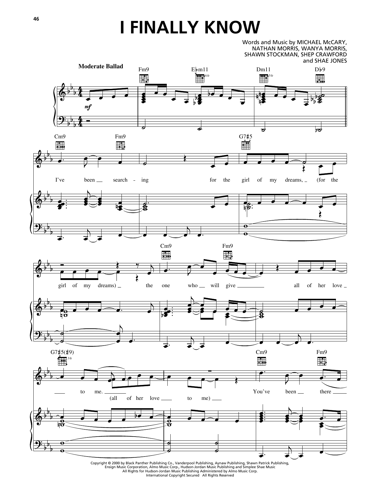 Download Boyz II Men I Finally Know Sheet Music and learn how to play Piano, Vocal & Guitar Chords (Right-Hand Melody) PDF digital score in minutes