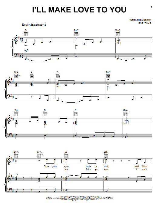 Download Boyz II Men I'll Make Love To You Sheet Music and learn how to play Piano, Vocal & Guitar (Right-Hand Melody) PDF digital score in minutes