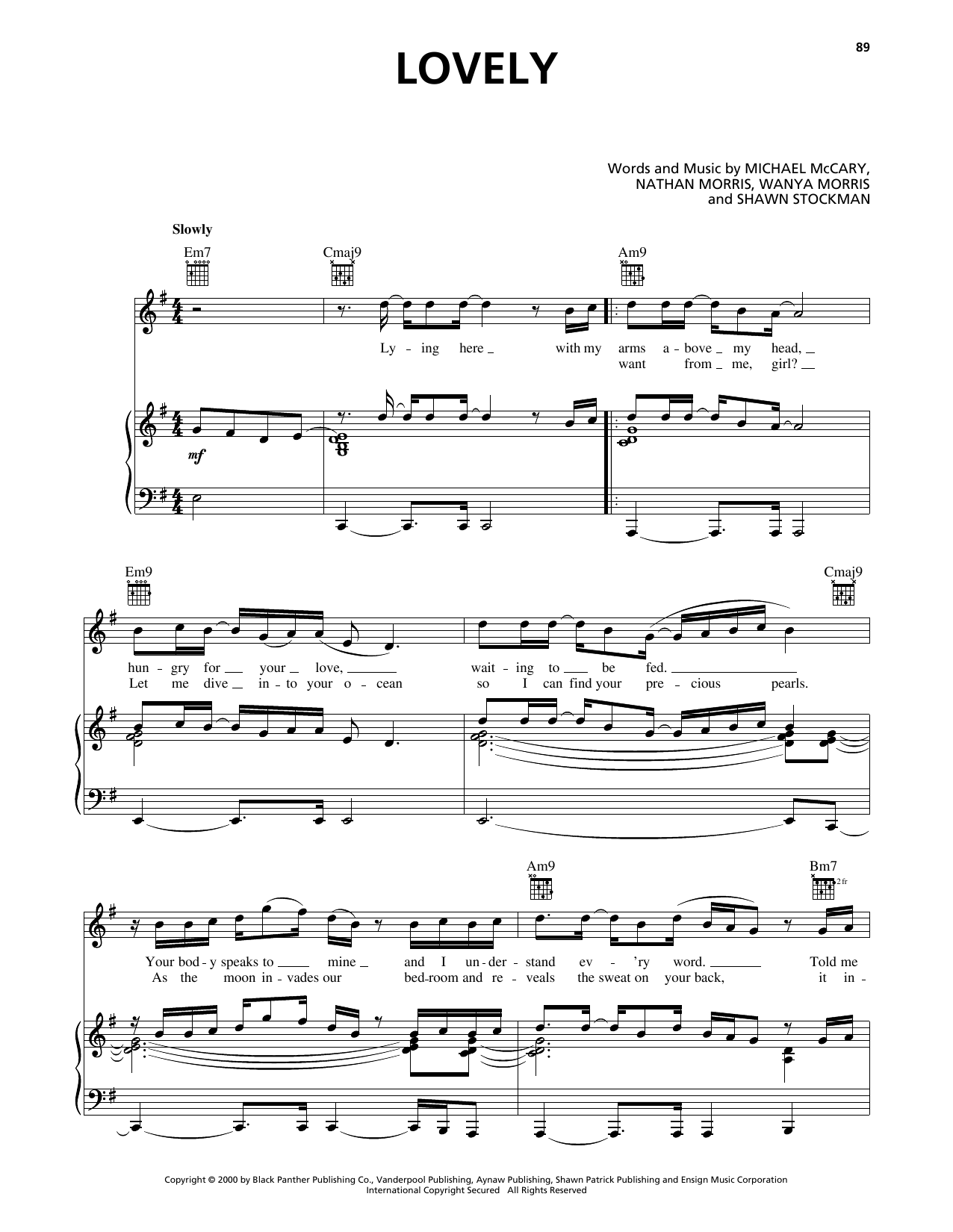 Download Boyz II Men Lovely Sheet Music and learn how to play Piano, Vocal & Guitar Chords (Right-Hand Melody) PDF digital score in minutes