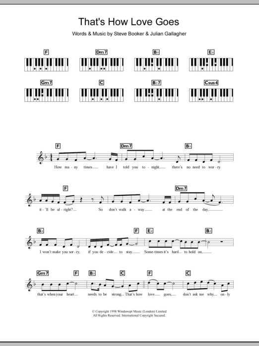 Download Boyzone That's How Love Goes Sheet Music and learn how to play Keyboard PDF digital score in minutes