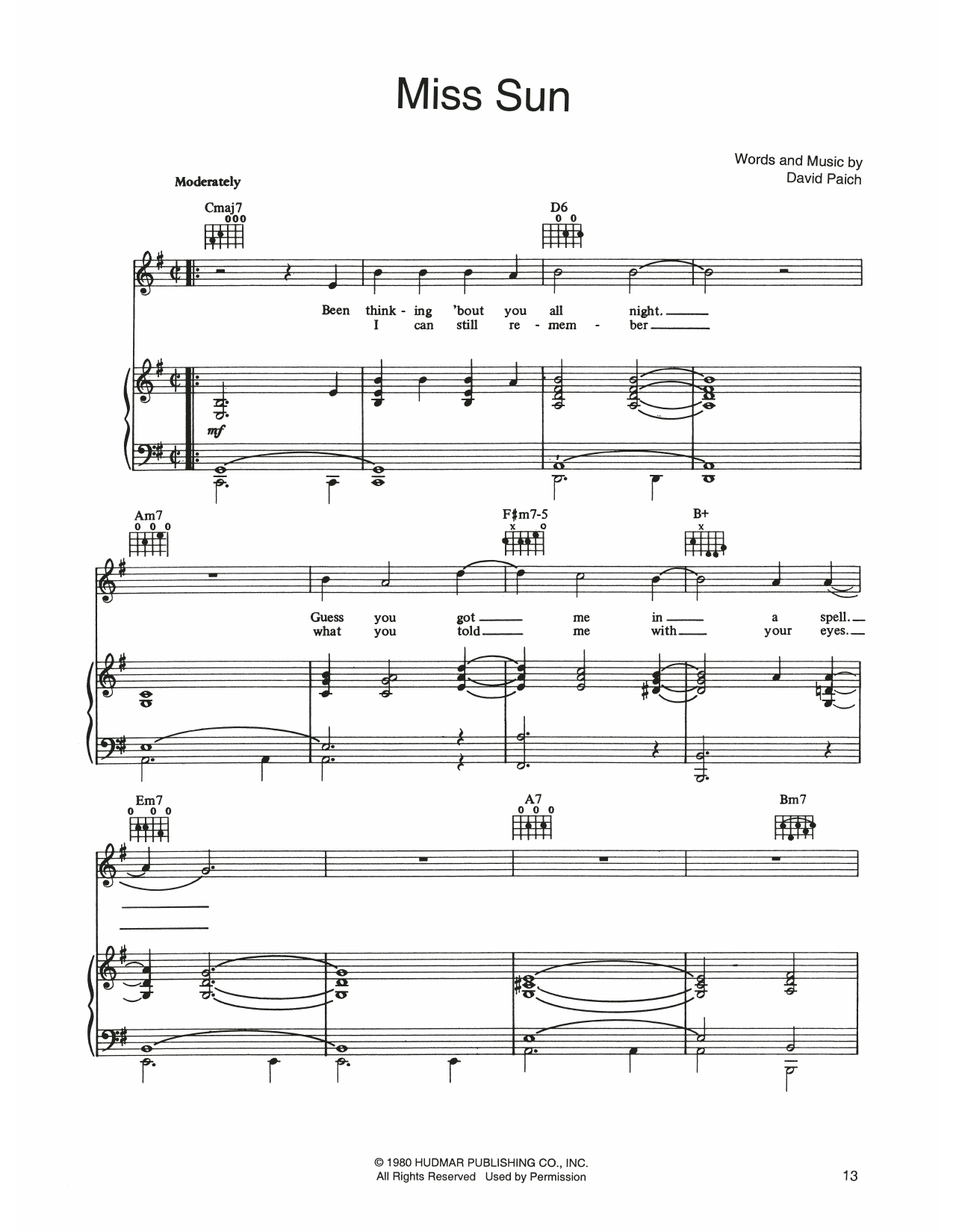 Download Boz Scaggs Sheet Music and learn how to play Piano, Vocal & Guitar Chords (Right-Hand Melody) PDF score in minutes