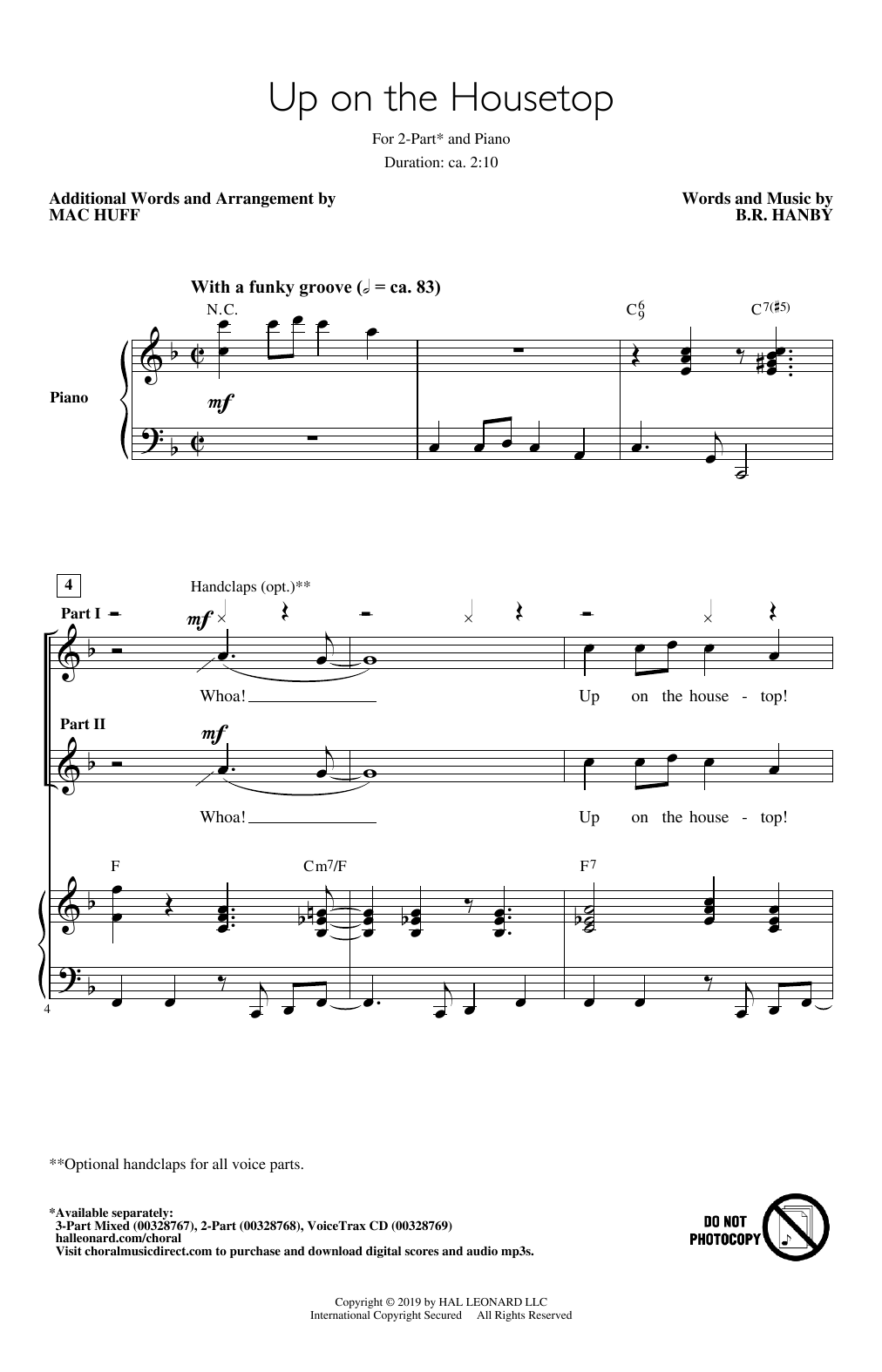 Download B.R. Hanby Up On The Housetop (arr. Mac Huff) Sheet Music and learn how to play 3-Part Mixed Choir PDF digital score in minutes