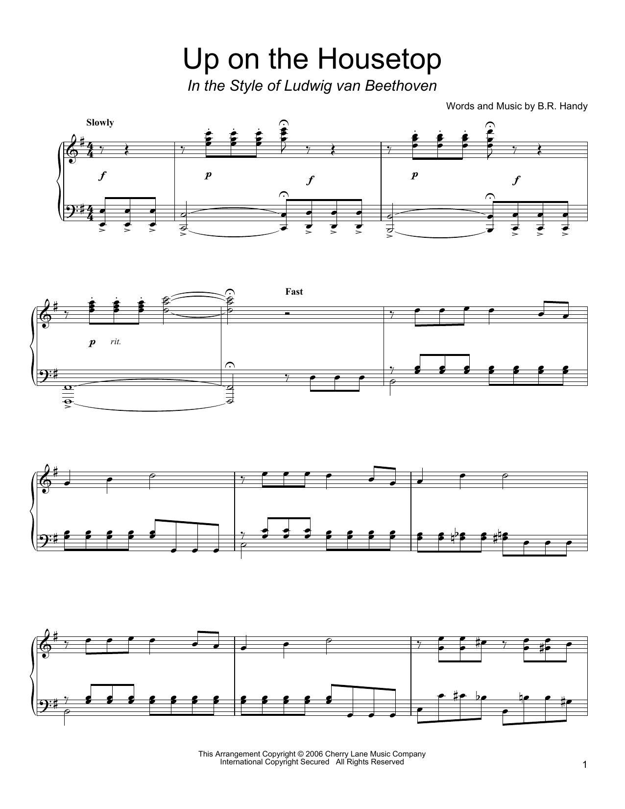Download B.R. Hanby Up On The Housetop Sheet Music and learn how to play Piano PDF digital score in minutes