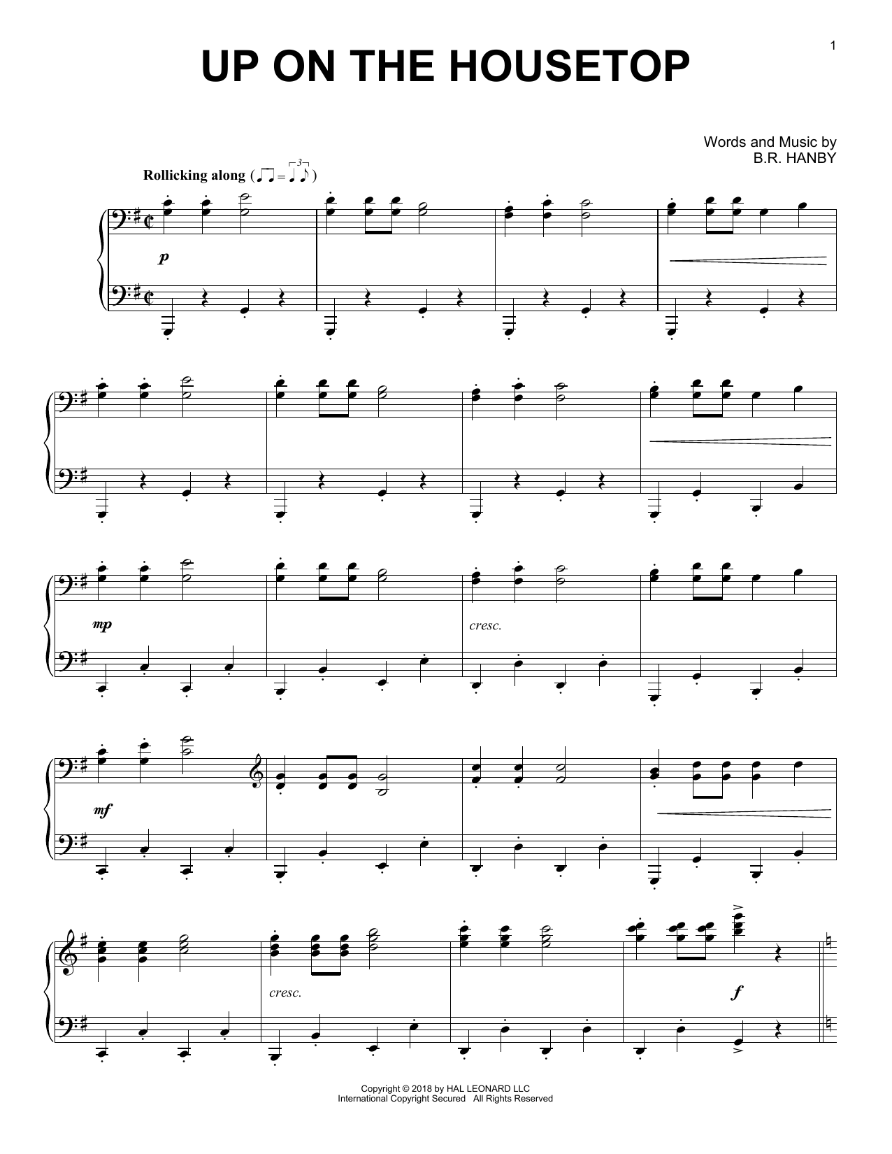 Download B.R. Hanby Up On The Housetop [Jazz version] Sheet Music and learn how to play Piano Solo PDF digital score in minutes