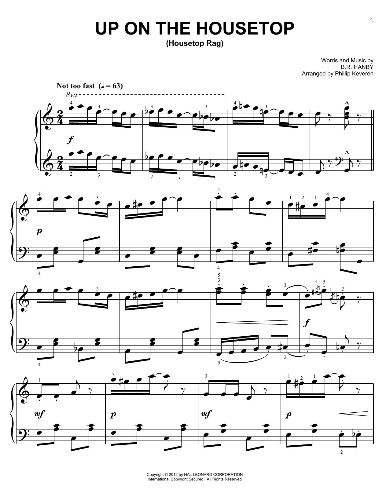 Download Phillip Keveren Up On The Housetop Sheet Music and learn how to play Easy Piano PDF digital score in minutes