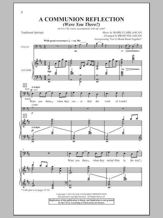 Download Brad Nix A Communion Reflection (Were You There?) Sheet Music and learn how to play SATB PDF digital score in minutes