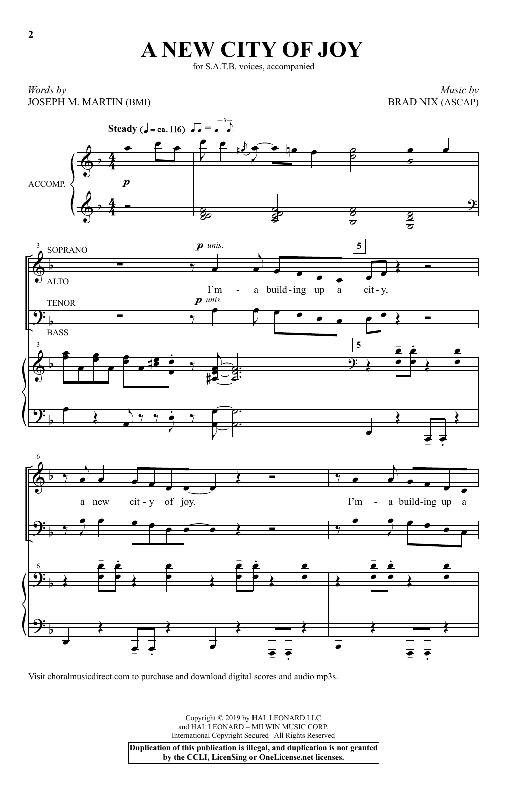 Download Brad Nix A New City Of Joy Sheet Music and learn how to play SATB Choir PDF digital score in minutes