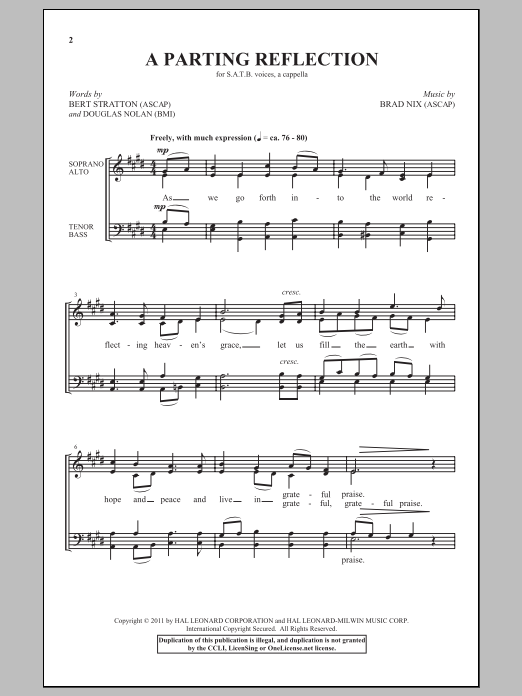 Download Brad Nix A Parting Reflection Sheet Music and learn how to play SATB PDF digital score in minutes