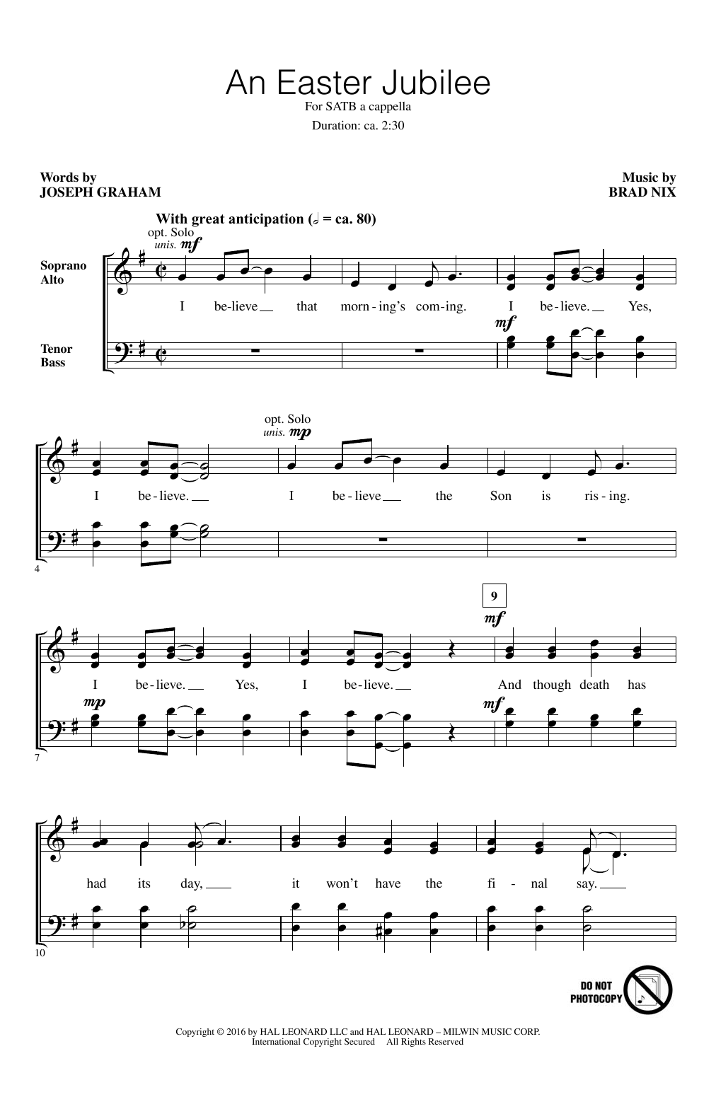 Download Brad Nix An Easter Jubilee Sheet Music and learn how to play SATB PDF digital score in minutes