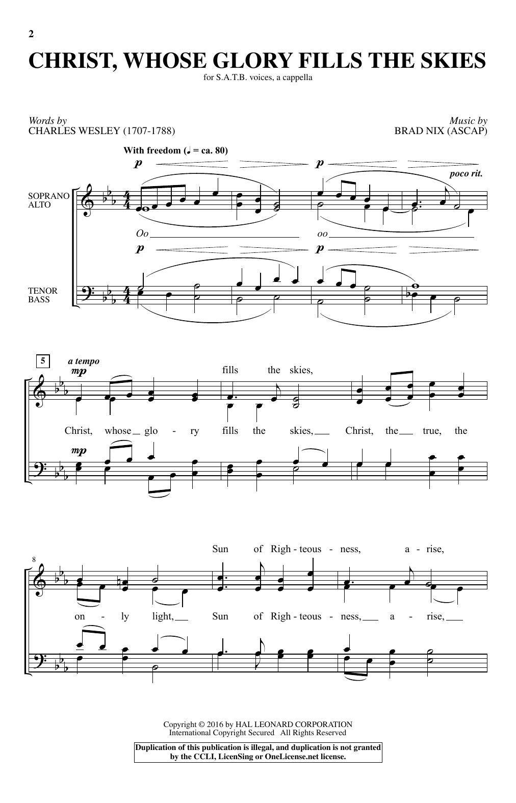 Download Brad Nix Christ, Whose Glory Fills The Skies Sheet Music and learn how to play SATB PDF digital score in minutes