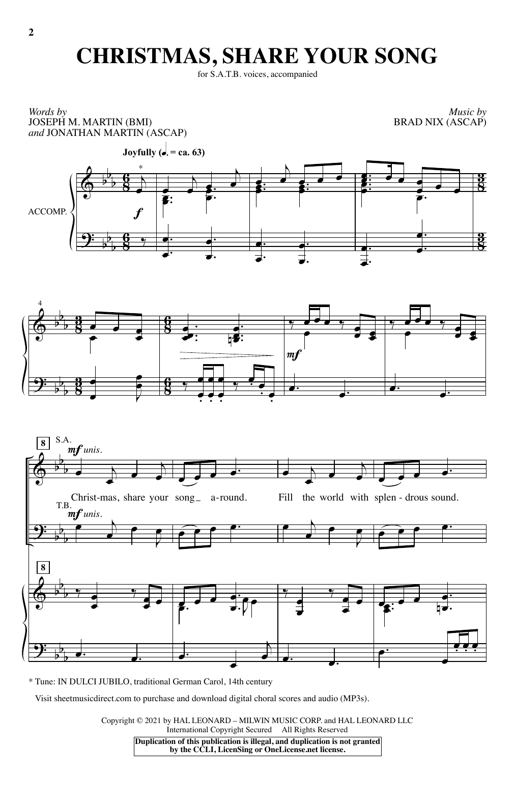 Download Brad Nix Christmas, Share Your Song Sheet Music and learn how to play SATB Choir PDF digital score in minutes