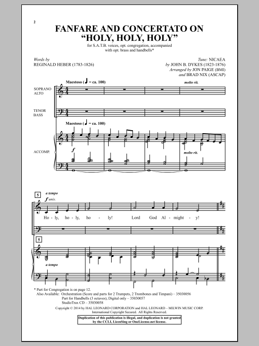 Download Brad Nix Holy, Holy, Holy Sheet Music and learn how to play Choral PDF digital score in minutes