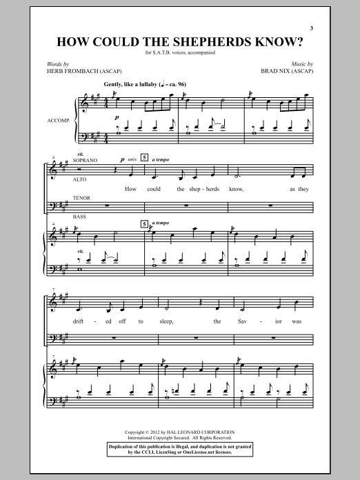 Download Brad Nix How Could The Shepherds Know? Sheet Music and learn how to play SATB PDF digital score in minutes