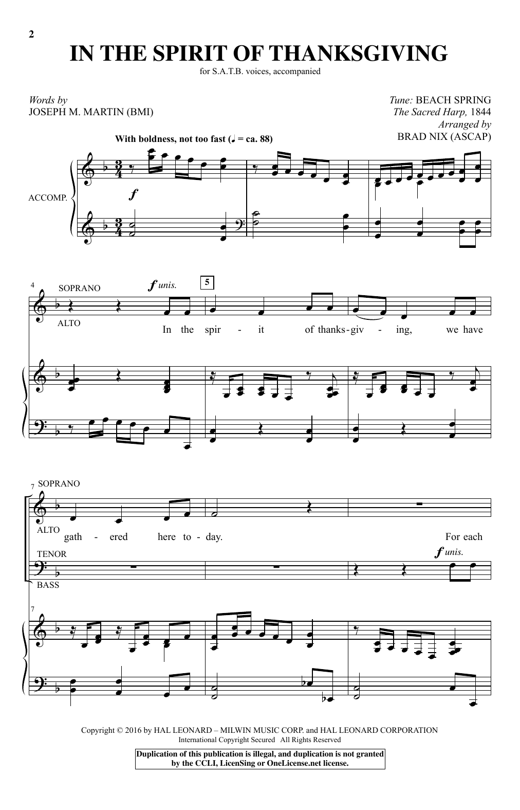 Download Brad Nix In The Spirit Of Thanksgiving Sheet Music and learn how to play SATB PDF digital score in minutes