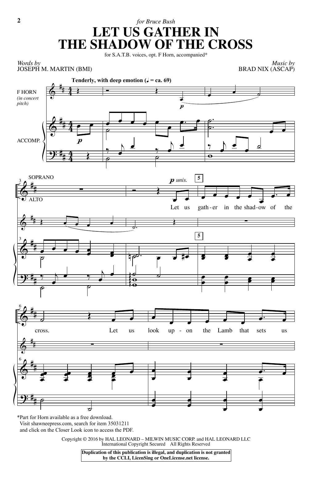 Download Brad Nix Let Us Gather In The Shadow Of The Cross Sheet Music and learn how to play SATB PDF digital score in minutes