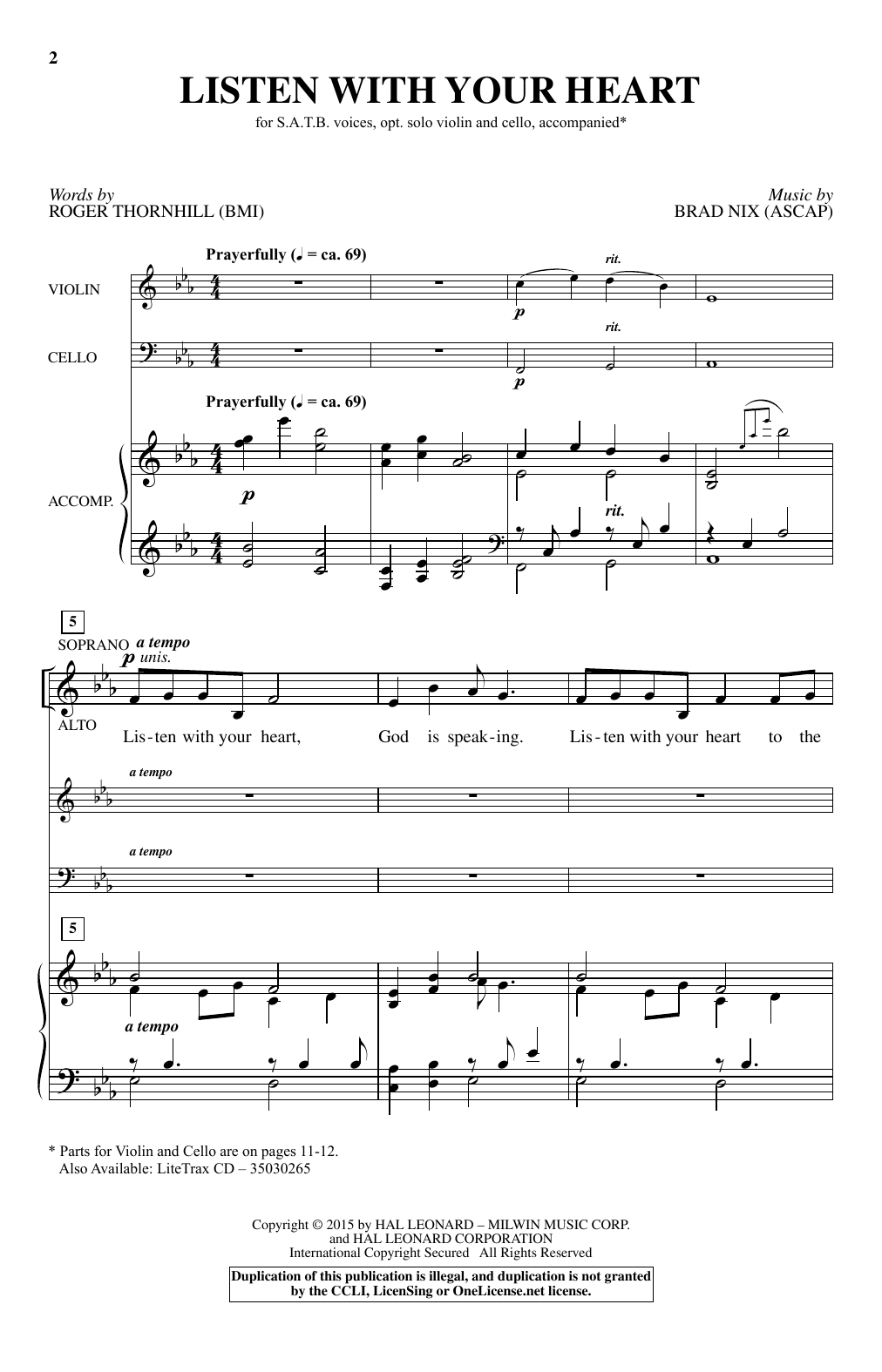 Download Brad Nix Listen With Your Heart Sheet Music and learn how to play SATB PDF digital score in minutes