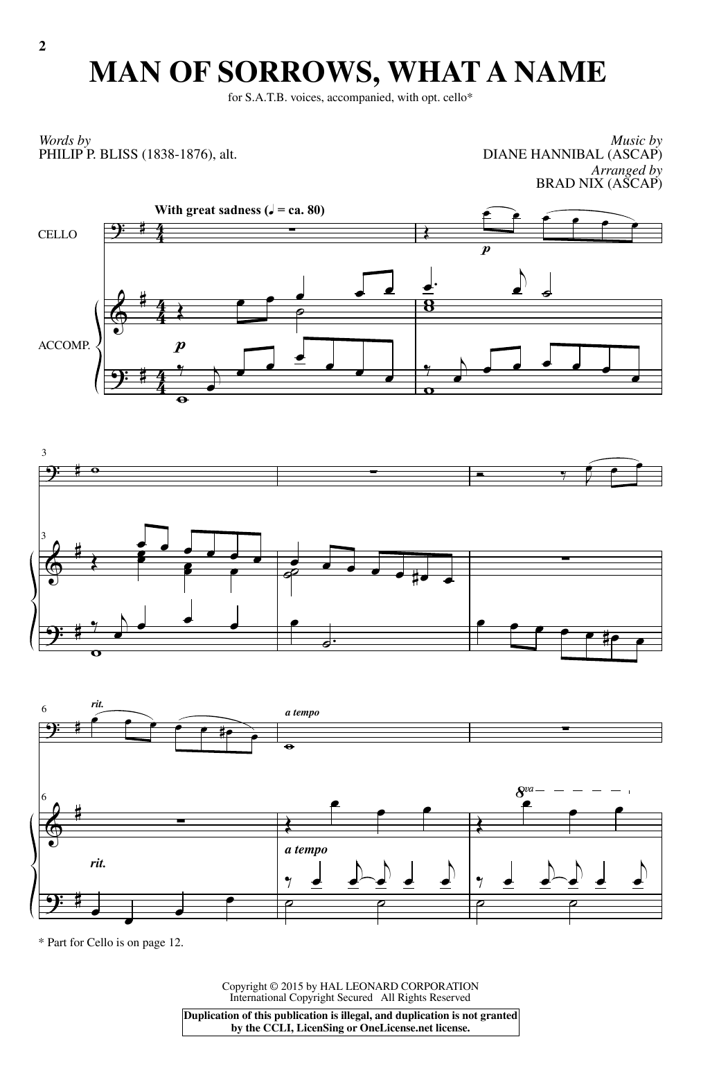 Download Diane Hannibal Man Of Sorrows, What A Name (arr. Brad Nix) Sheet Music and learn how to play SATB PDF digital score in minutes