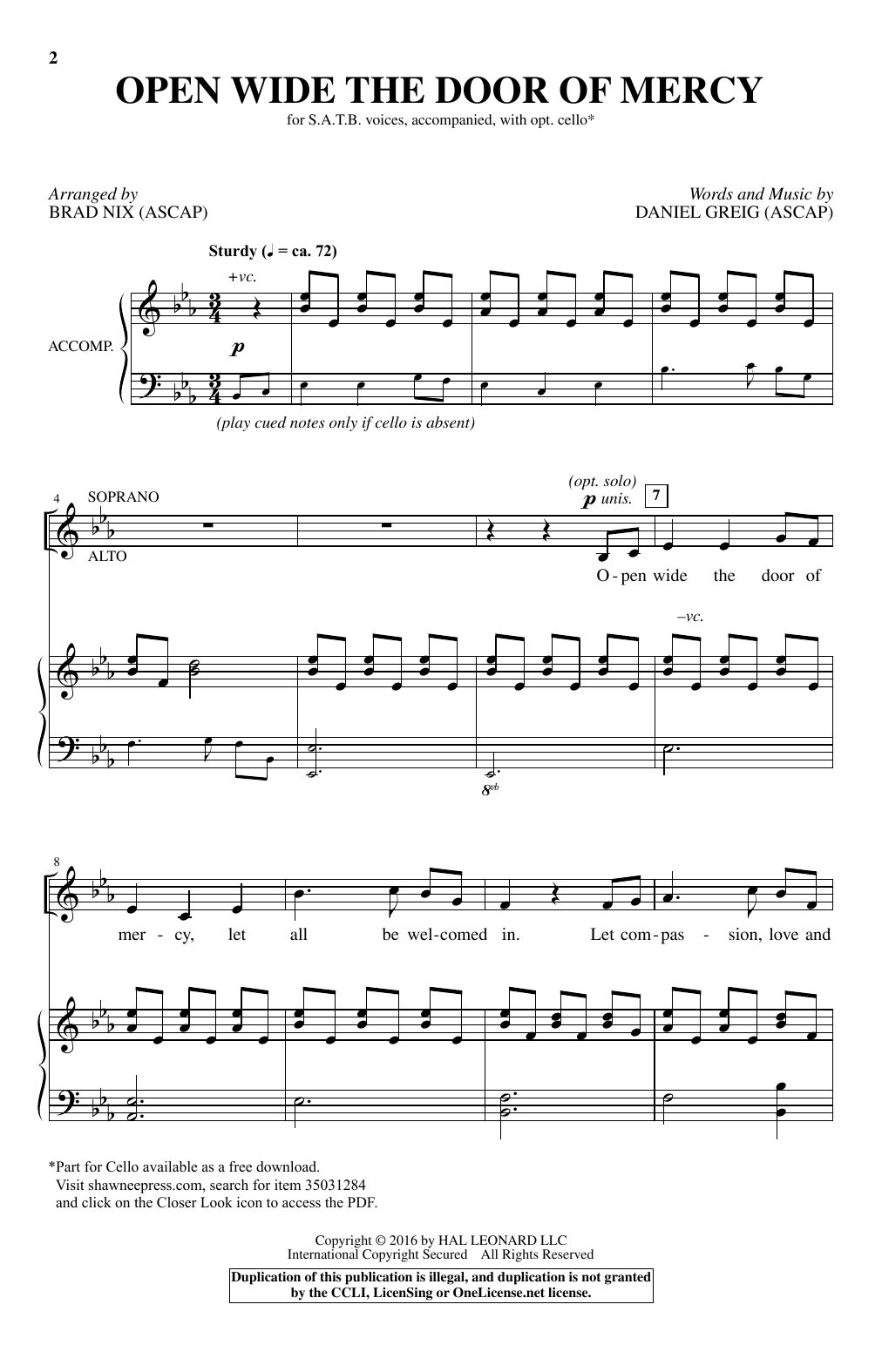 Download Brad Nix Open Wide The Door Of Mercy Sheet Music and learn how to play SATB PDF digital score in minutes