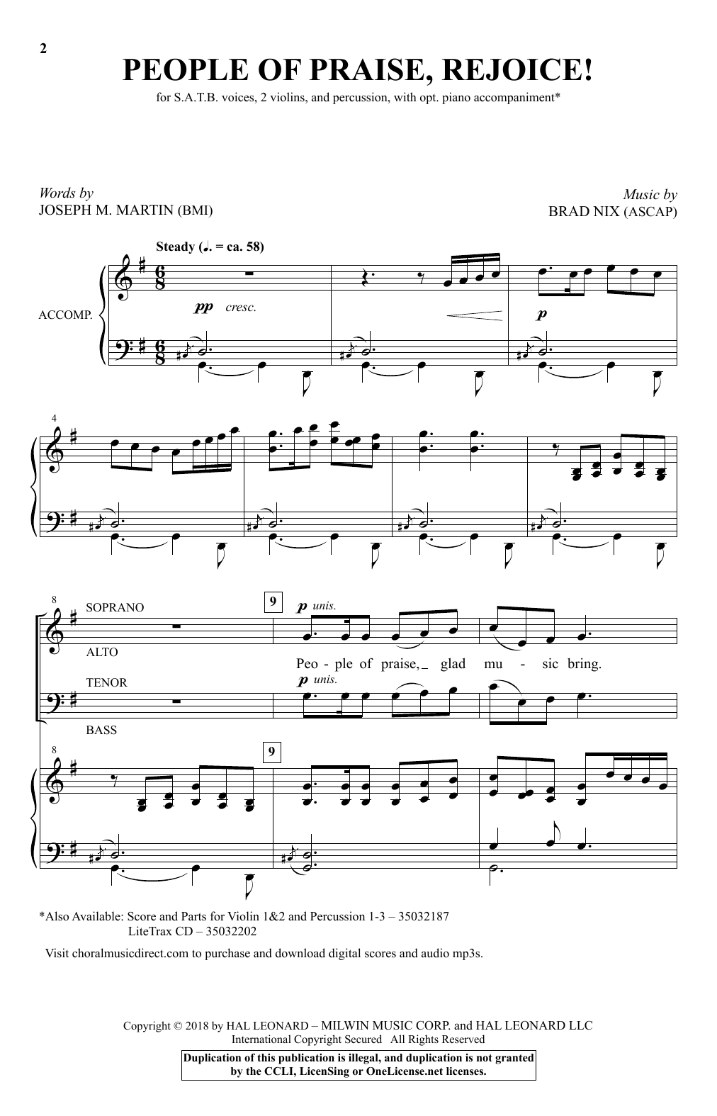 Download Brad Nix People Of Praise, Rejoice! Sheet Music and learn how to play SATB PDF digital score in minutes