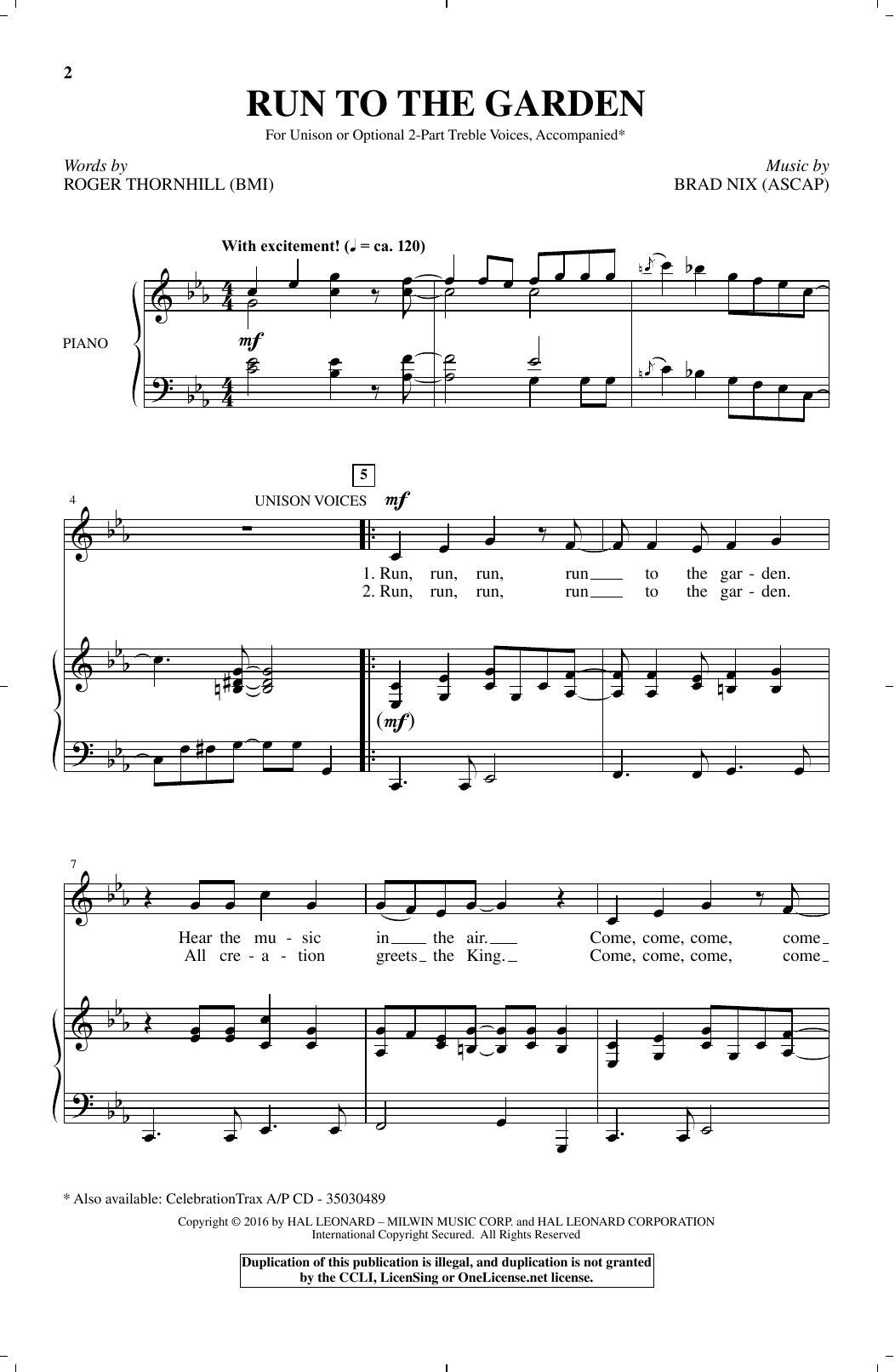 Download Brad Nix Run To The Garden Sheet Music and learn how to play Choral PDF digital score in minutes