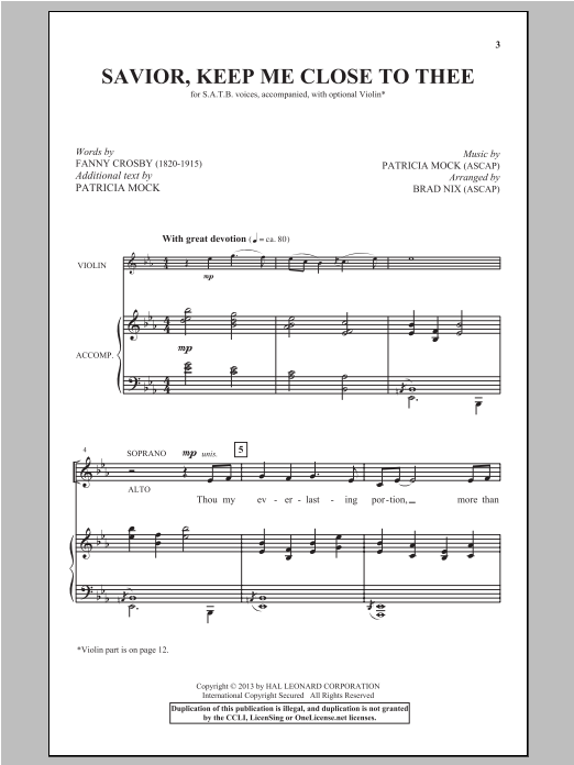 Download Brad Nix Savior, Keep Me Close To Thee Sheet Music and learn how to play SATB PDF digital score in minutes