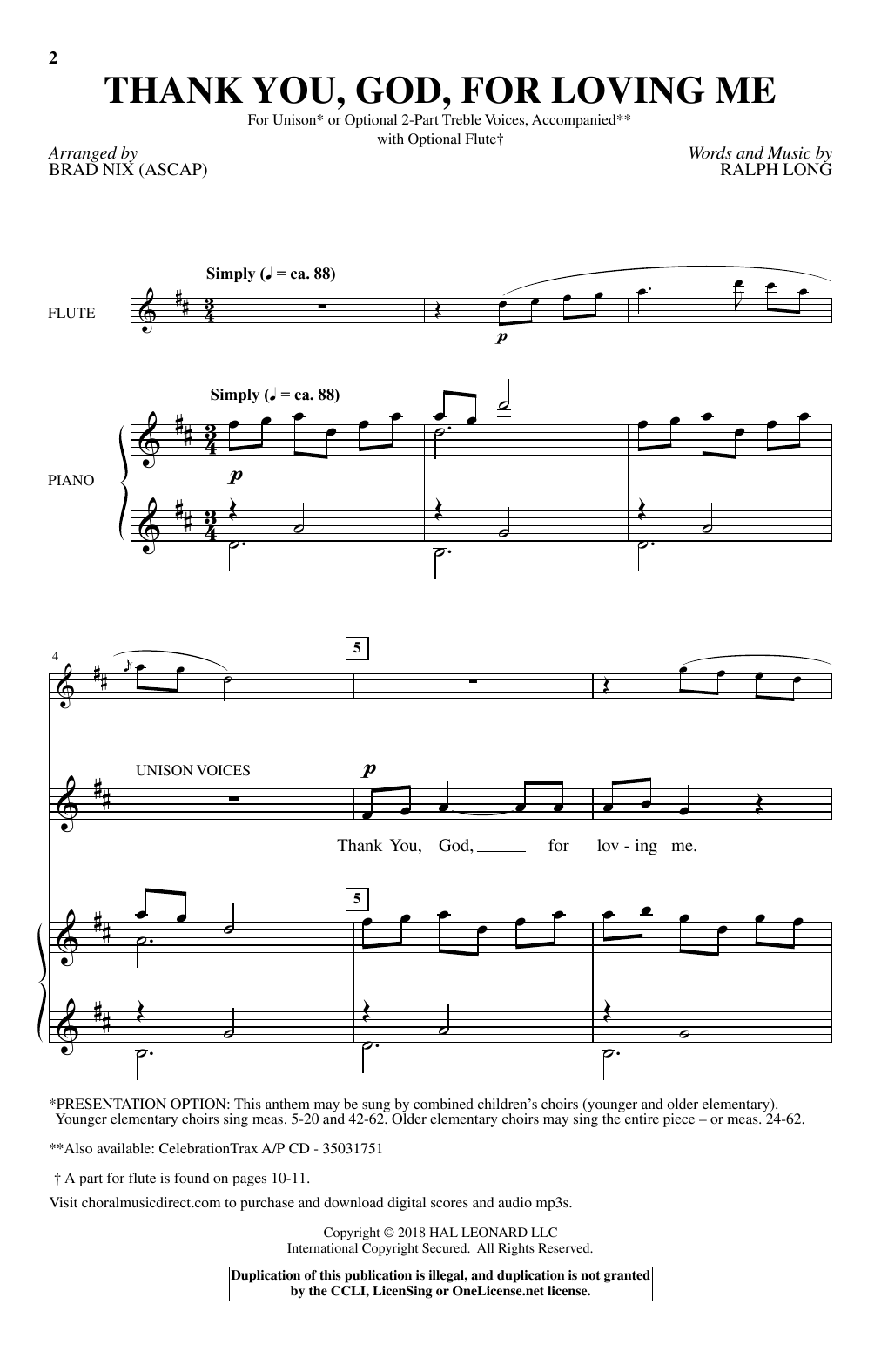Download Brad Nix Thank You, God, For Loving Me Sheet Music and learn how to play Choral PDF digital score in minutes
