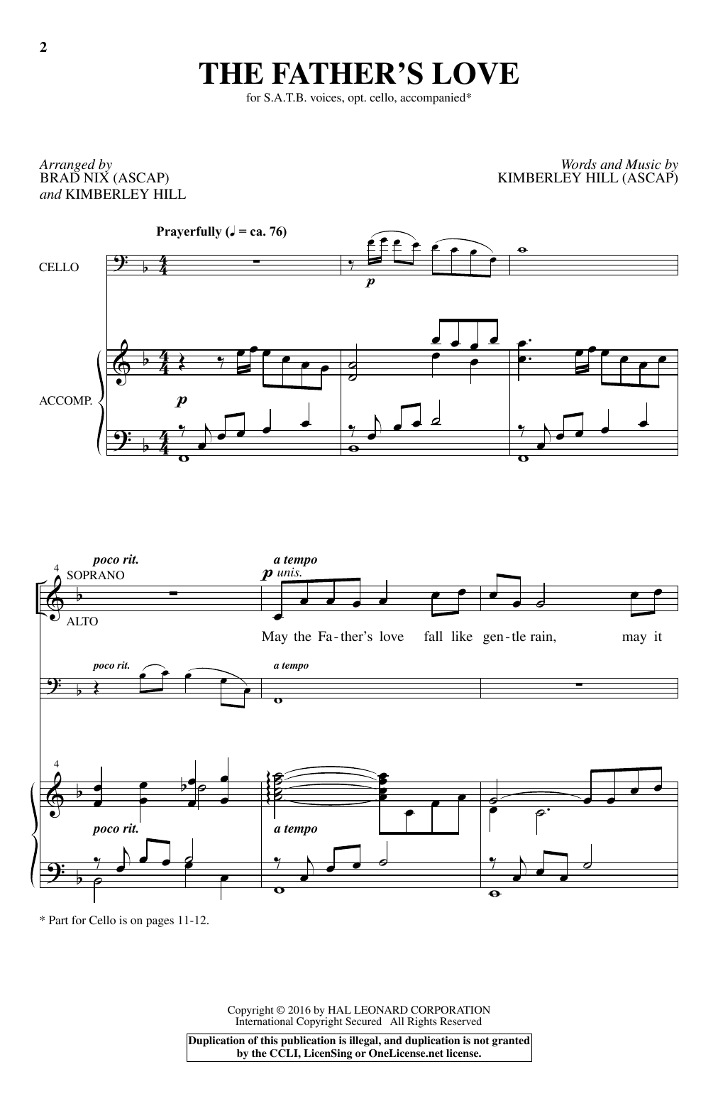 Download Brad Nix The Father's Love Sheet Music and learn how to play Choral PDF digital score in minutes
