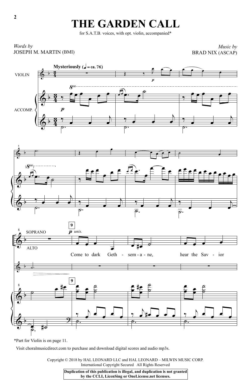 Download Brad Nix The Garden Call Sheet Music and learn how to play SATB Choir PDF digital score in minutes