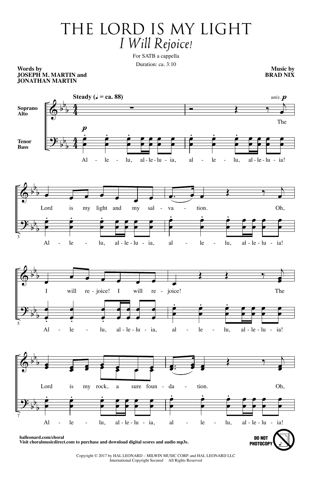 Download Brad Nix The Lord Is My Light (I Will Rejoice!) Sheet Music and learn how to play SATB PDF digital score in minutes