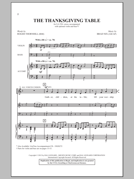 Download Brad Nix The Thanksgiving Table Sheet Music and learn how to play SATB PDF digital score in minutes