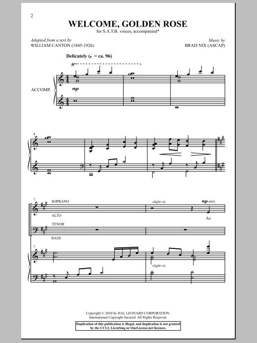 Download Brad Nix Welcome, Golden Rose Sheet Music and learn how to play SATB Choir PDF digital score in minutes