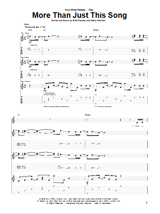 Download Brad Paisley More Than Just This Song Sheet Music and learn how to play Guitar Tab PDF digital score in minutes