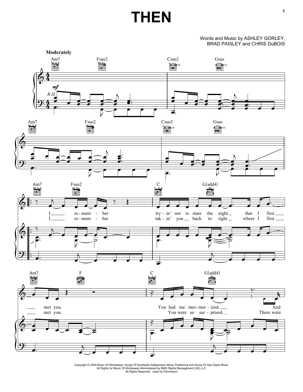 Download Brad Paisley Then Sheet Music and learn how to play Easy Piano PDF digital score in minutes