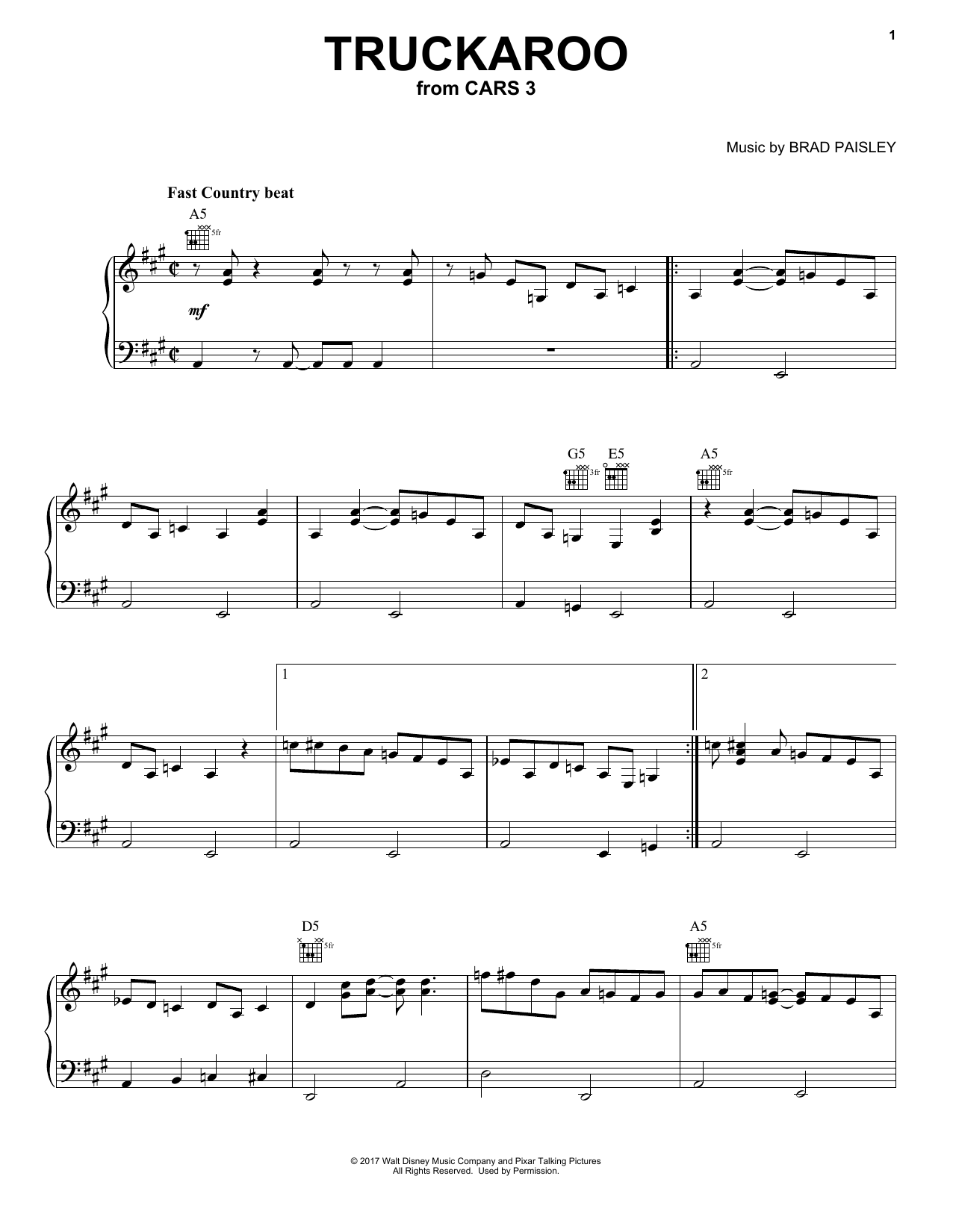 Download Brad Paisley Truckaroo Sheet Music and learn how to play Piano, Vocal & Guitar (Right-Hand Melody) PDF digital score in minutes