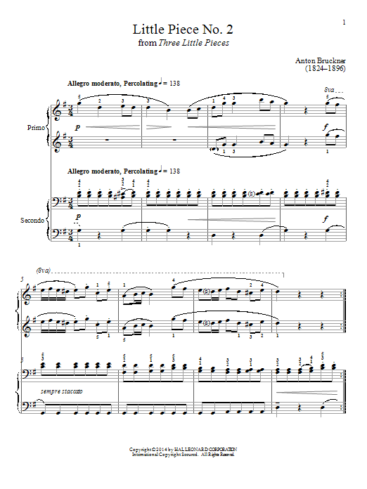 Download Bradley Beckman Little Piece No. 2 Sheet Music and learn how to play Piano Duet PDF digital score in minutes