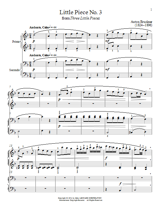 Download Bradley Beckman Little Piece No. 3 Sheet Music and learn how to play Piano Duet PDF digital score in minutes