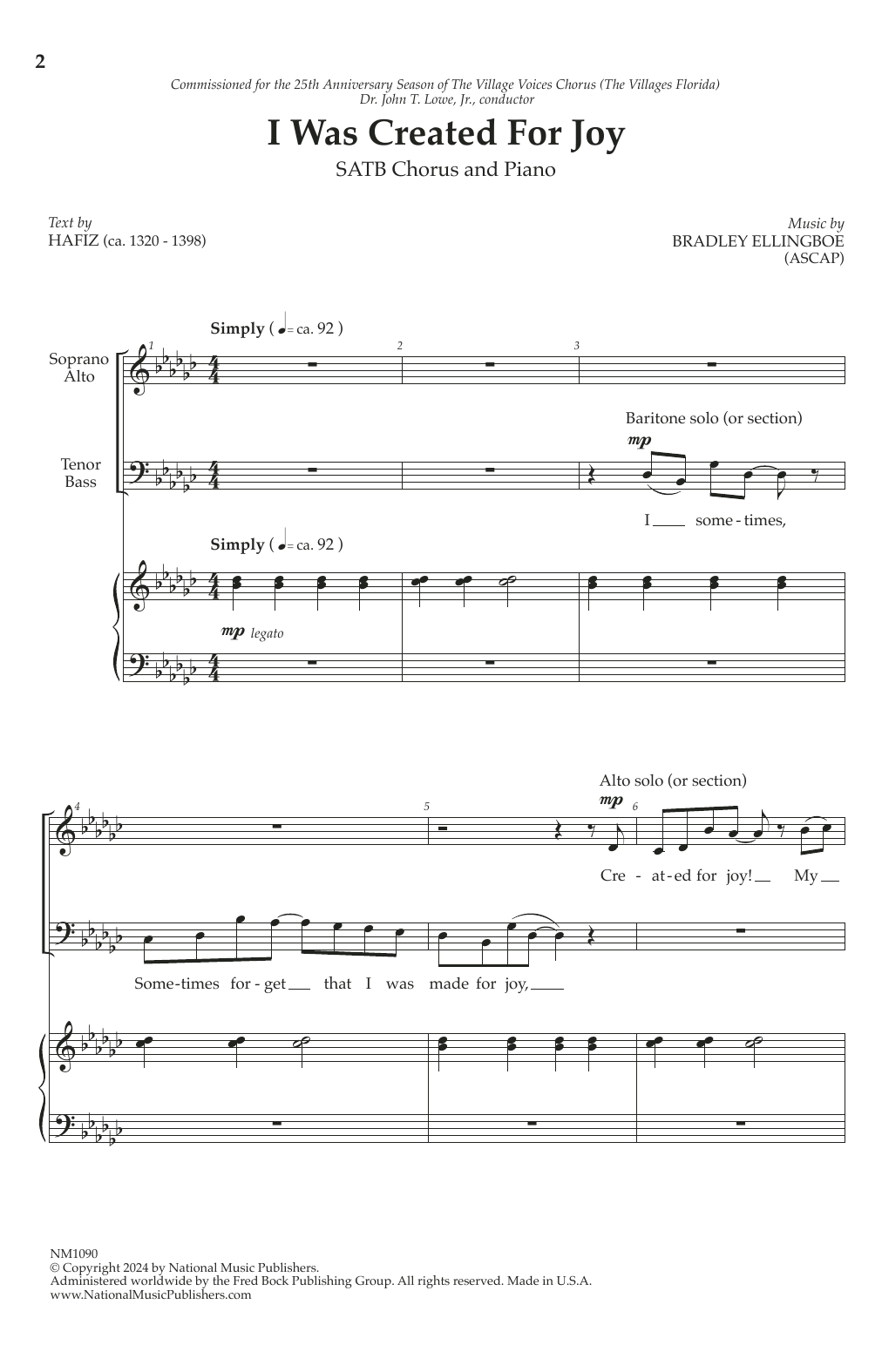 Download Bradley Ellingboe I Was Created For Joy Sheet Music and learn how to play SATB Choir PDF digital score in minutes