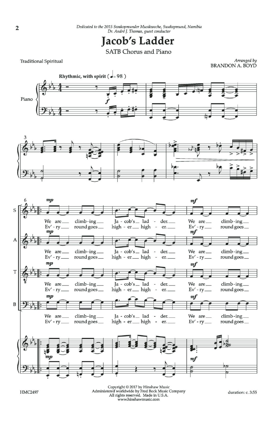 Download Brandon A. Boyd Jacob's Ladder Sheet Music and learn how to play Choral PDF digital score in minutes