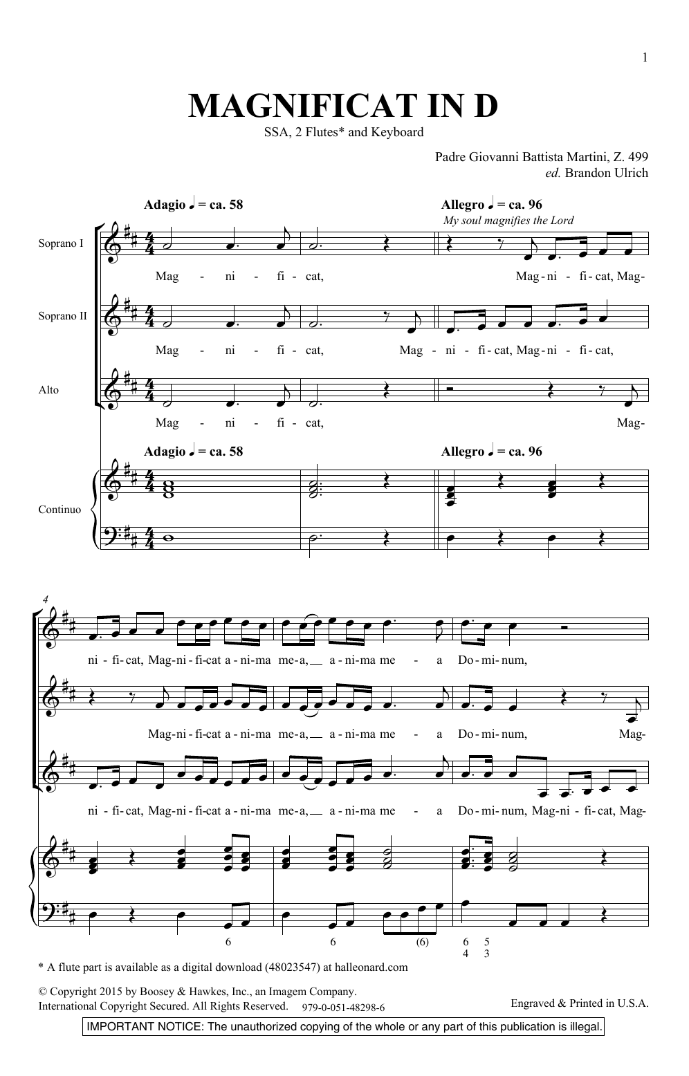 Download Brandon Ulrich Magnificat In D Sheet Music and learn how to play SSA Choir PDF digital score in minutes