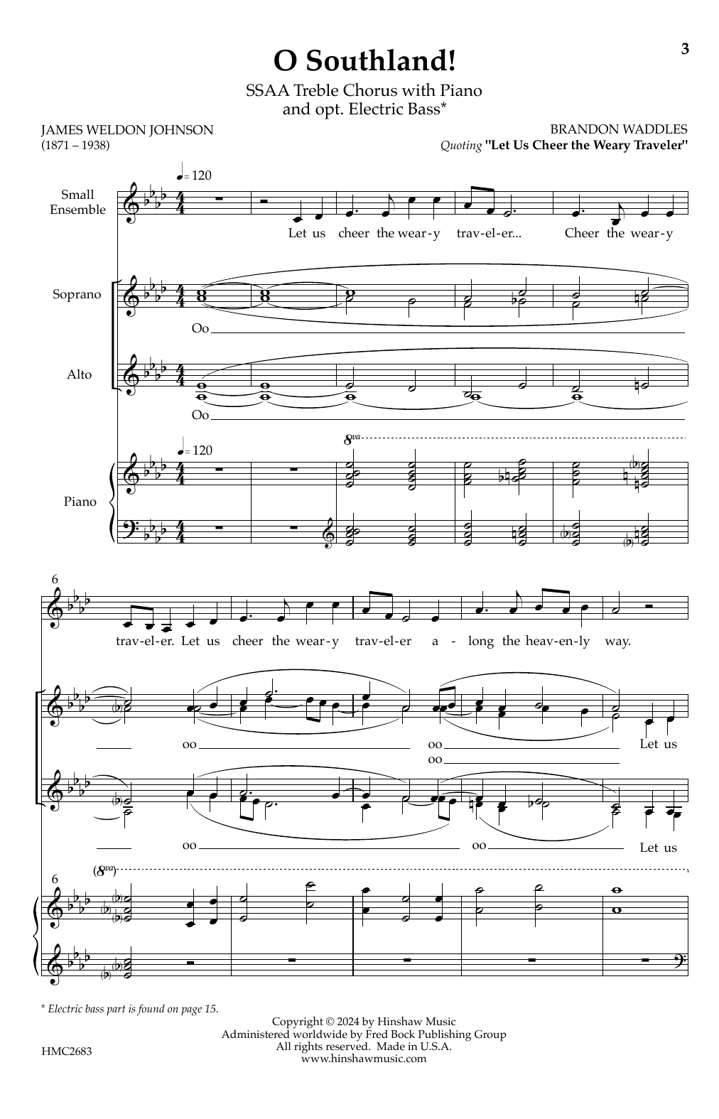 Download Brandon Waddles O Southland Sheet Music and learn how to play SSAA Choir PDF digital score in minutes