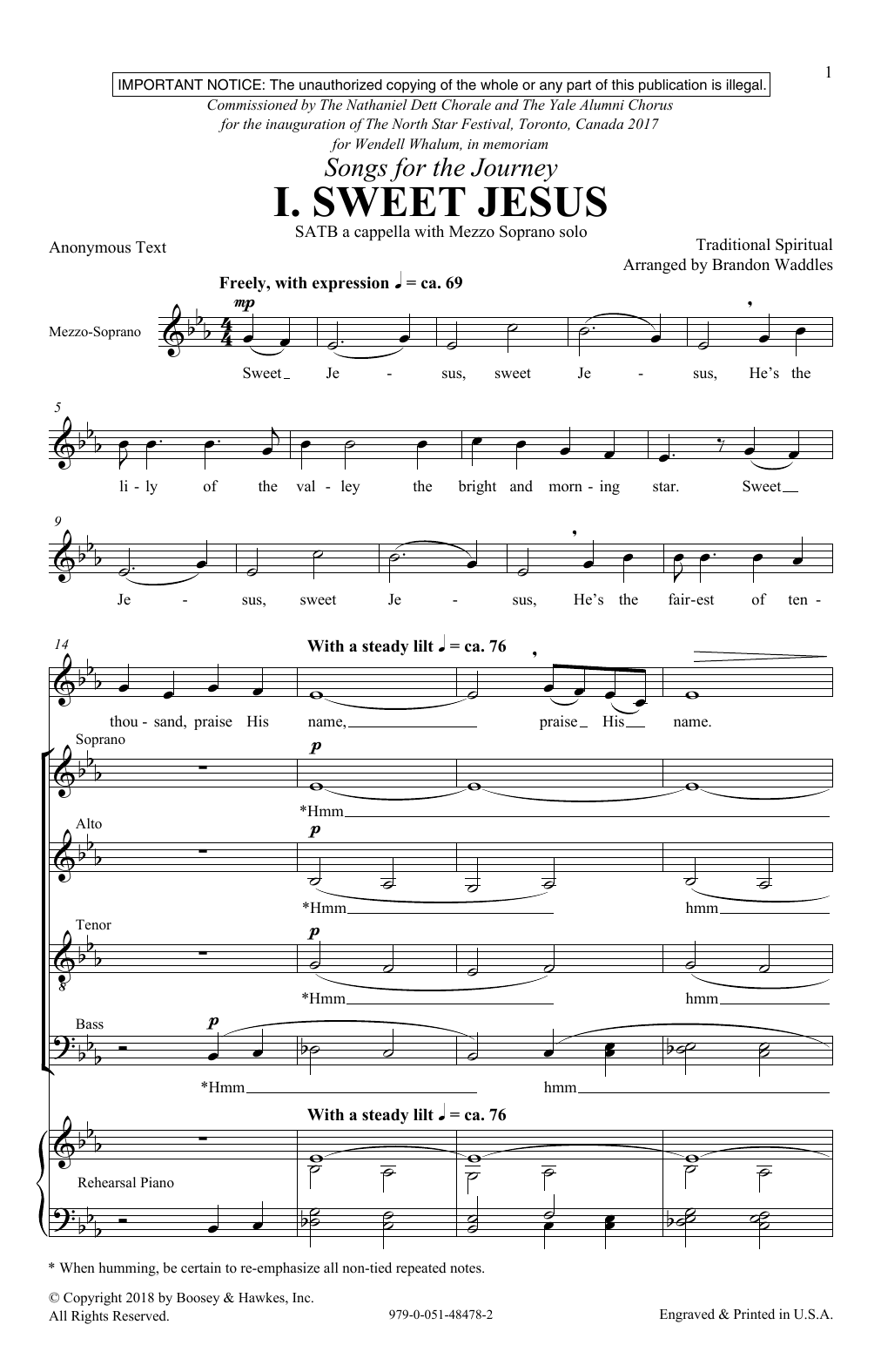 Download Brandon Waddles Sweet Jesus Sheet Music and learn how to play SATB Choir PDF digital score in minutes