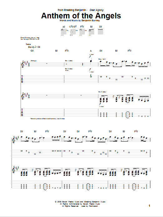Download Breaking Benjamin Anthem Of The Angels Sheet Music and learn how to play Guitar Tab PDF digital score in minutes