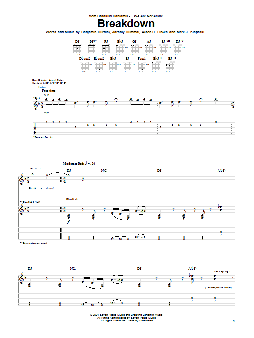 Download Breaking Benjamin Breakdown Sheet Music and learn how to play Guitar Tab PDF digital score in minutes