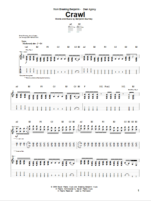 Download Breaking Benjamin Crawl Sheet Music and learn how to play Guitar Tab PDF digital score in minutes