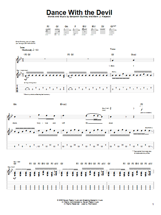 Download Breaking Benjamin Dance With The Devil Sheet Music and learn how to play Guitar Tab PDF digital score in minutes