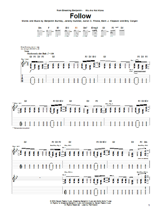 Download Breaking Benjamin Follow Sheet Music and learn how to play Guitar Tab PDF digital score in minutes